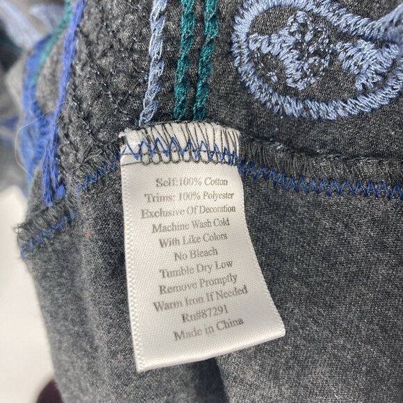 Johnny Was Cardigan Kimono Medium Embroidered Draped Open Front Boho Gray Jacket - Picture 7 of 16